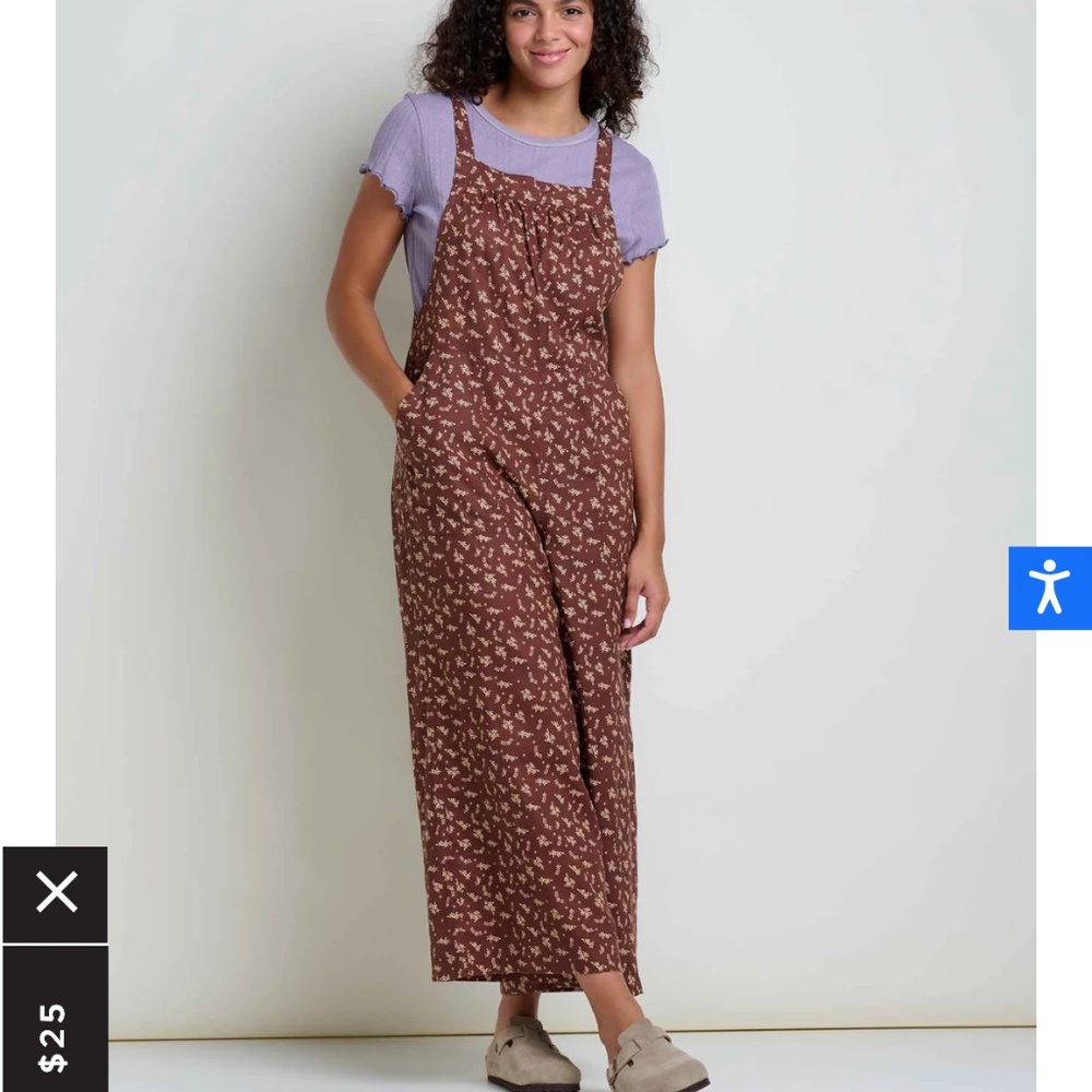 Women’s Toad&Co Taj Hemp Overalls Chestnut Brown Floral, Size L
